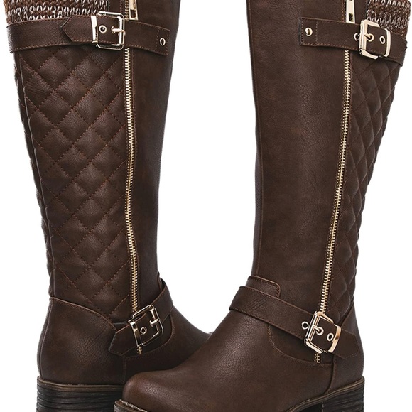GLOBALWIN Women's Quilted Knee-High Fashion Boots - Picture 2 of 4